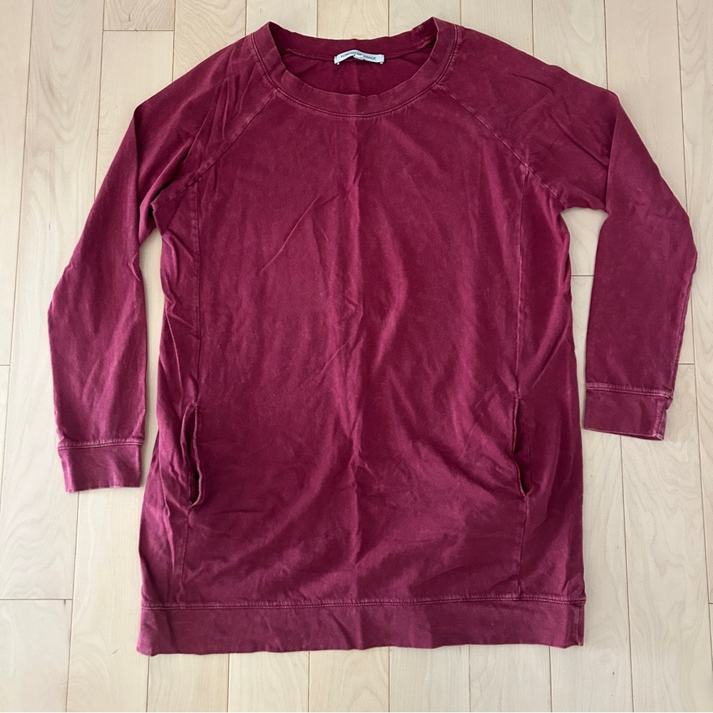 Red Maroon Long Sleeve Tunic Top